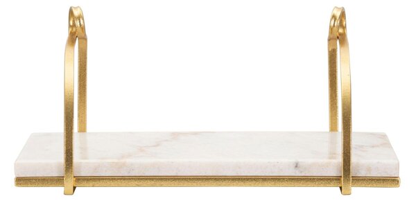 Mensola da Muro Sospesa in Metallo dorato e ripiano in marmo Dimensioni 40X16X18 cm completa con ripiano in marmo