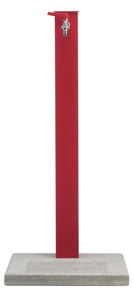 Fontana da Giardino con Rubinetto e Base in Cemento Dimensioni 40x40xh 89 cm con tubo rubinetto, flessibile e Gomito resistente al gelo Colore Rosso