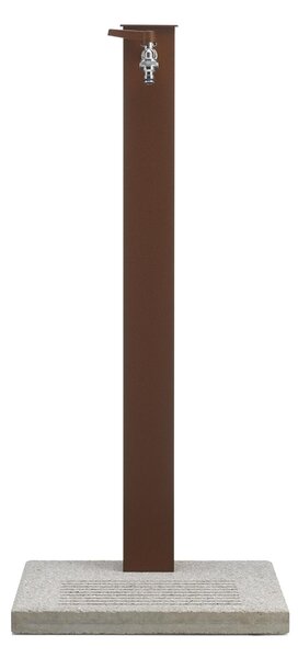 Fontana da Giardino con Rubinetto e Base in Cemento Dimensioni 40x40xh 89 cm con tubo rubinetto, flessibile e Gomito resistente al gelo Colore Ruggine