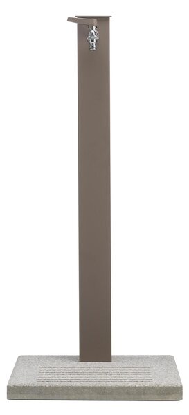 Fontana da Giardino con Rubinetto e Base in Cemento Dimensioni 40x40xh 89 cm con tubo rubinetto, flessibile e Gomito resistente al gelo Colore Tortora