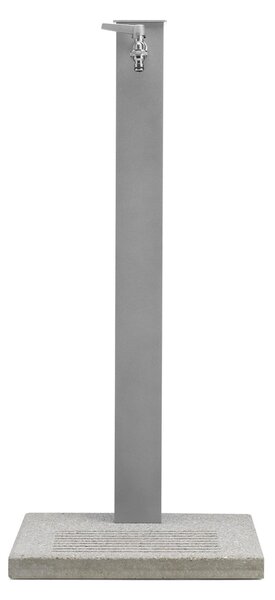 Fontana da Giardino con Rubinetto e Base in Cemento Dimensioni 40x40xh 89 cm con tubo rubinetto, flessibile e Gomito resistente al gelo Colore Alluminio