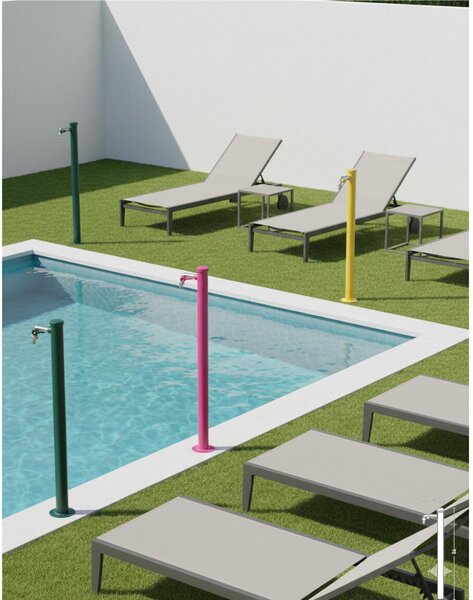 Fontana da Giardino con Rubinetto e vasca Rotonda Dimensioni 11x15x h 86 cm - peso 4,5kg con tubo rubinetto, Colore Arancione