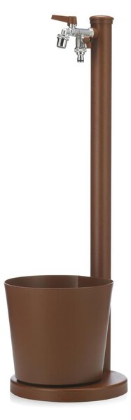 Fontana da Giardino con Rubinetto e vasca Rotonda Dimensioni 30x30x h 88,5 cm - peso 6,5kg con tubo rubinetto, Colore Ruggine