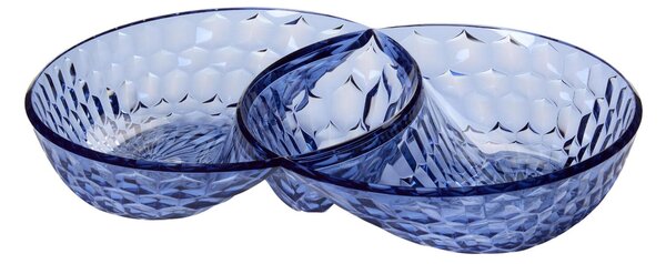 Antipastiera tre scomparti in Cristallo Acrilico Bio-based confezione Dimensioni 29,5x18,8xh 5,2 cm- colore Blu denim