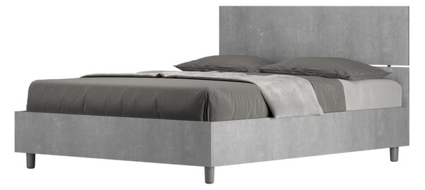 Letto Matrimoniale alla Francese con Contenitore, Modello DEMAS Dimensioni 140x200 cm Stile Minimal ed Essenziale Colore Cemento