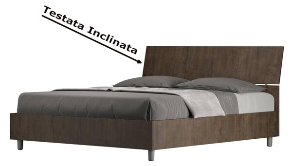 Letto matrimoniale In con Doppio Contenitore DEMAS Testata INCLINATA Dimensioni 167x214XH 90 cm stile Minimal ed essenziale Colore Noce