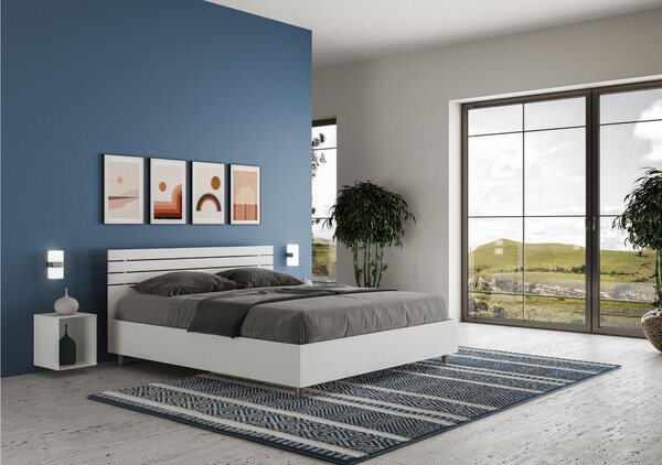Letto matrimoniale In con Doppio Contenitore ANKEL stile Minimal ed essenziale Dimensioni 167x214XH 90 cm Doghe Bianco Frassino