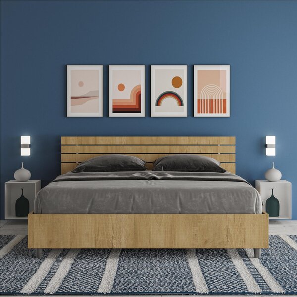 Letto matrimoniale In con Doppio Contenitore ANKEL stile Minimal ed essenziale Dimensioni 167x214XH 90 cm Doghe Quercia