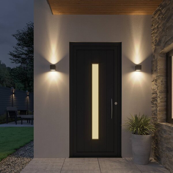 Applique da esterni a LED JARNO Lucande, Nero, Alluminio, Moderno, Applique LED da esterni