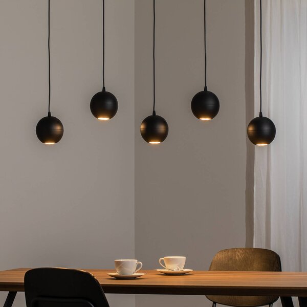 Lampada a sospensione Midway, nera, 5 luci, lunghezza 105 cm, GU10 Midway HELAM, Nero, Soggiorno / Sala da pranzo, Metallo, Moderno