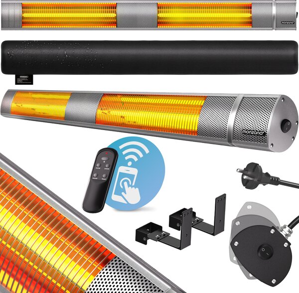 MONZANA® Stufa Elettrica a Infrarossi 3 Livelli di Calore 3000W Inclinabile di 90° Telecomando App IP55 Stufetta Fungo