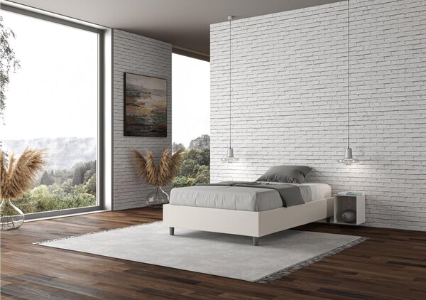 Letto Matrimoniale alla Francese AZELIA In Similpelle Dimensioni 140x200 cm giroletto imbottito effetto trapuntato colore bianco