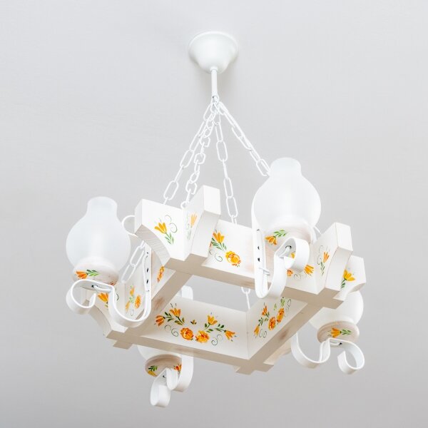 Brilagi - Lampadario a catena QUEEN 4xE14/40W/230V faggio/crema