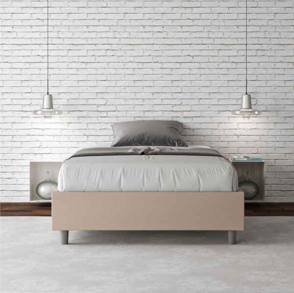 Letto Matrimoniale alla Francese AZELIA In Similpelle Dimensioni 140x200 cm giroletto imbottito effetto trapuntato colore Tortora