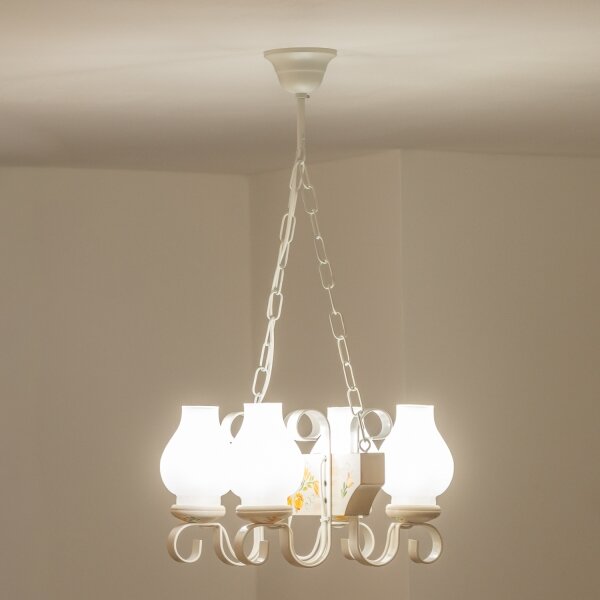 Brilagi - Lampadario con catena QUEEN 4xE14/40W/230V faggio/crema