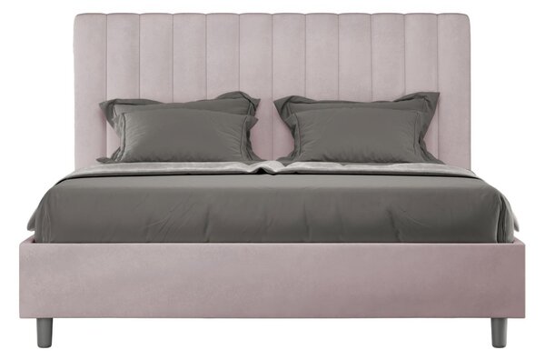 Letto Matrimoniale alla Francese con Contenitore AGUEDA In Microfibra Dimensioni 160x200 cm giroletto imbottito effetto trapuntato Glicine