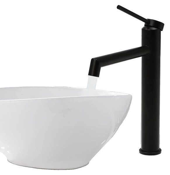 Rubinetto per lavabo, acciaio inossidabile, altezza 30,5 cm, lunghezza del tubo flessibile 50 cm, montaggio a filo, cartuccia in ottone