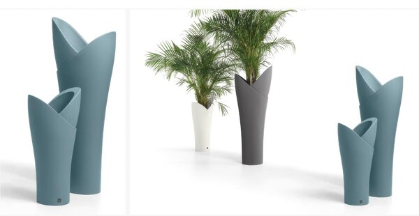 Vaso a colonna per piante Fiorite a cascata ASSIA Dimensioni 56x40x h 140 cm - Peso 9 Kg, Stile vivace e moderno colore Argento