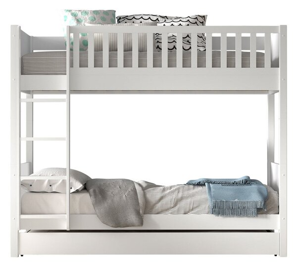 Letto a castello in pino bianco con spazio contenitivo 90x200 cm SCOTT - Vipack