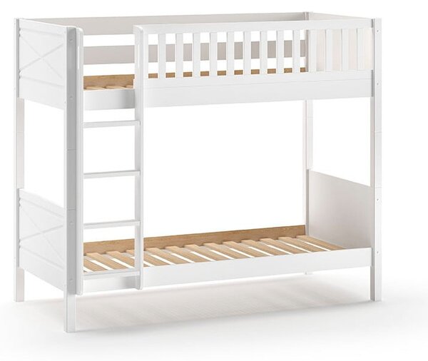 Letto a castello in pino bianco con spazio contenitivo 90x200 cm SCOTT - Vipack