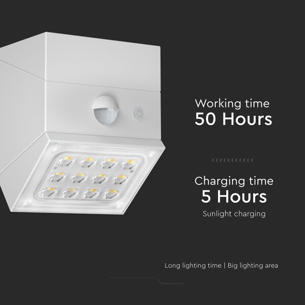 Lampada solare da parete a LED con sensore LED/2,5W/3,7V IP65 1200 mAh bianco