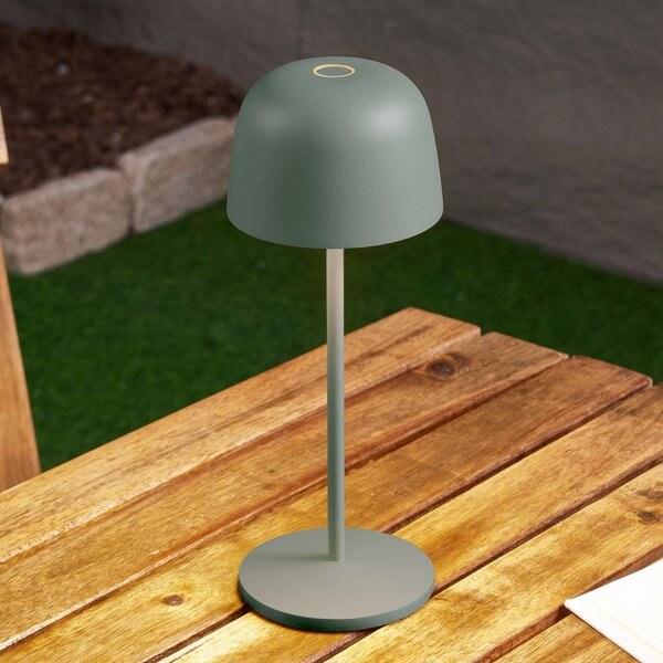 Lindby Lampada da tavolo a batteria LED Arietty, verde, dimmerabile, IP65 Arietty Lindby, dimmerabile, Verde, Soggiorno / Sala da pranzo, Alluminio, Moderno