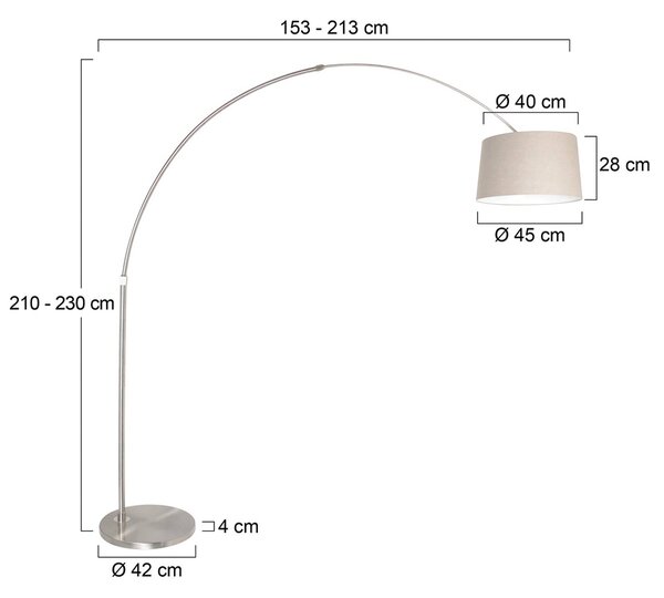 Steinhauer Lampada ad arco Sparkled Light, dimmerabile, Cromo / Argento, Soggiorno / Sala da pranzo, Metallo, Moderno, Lampada da terra