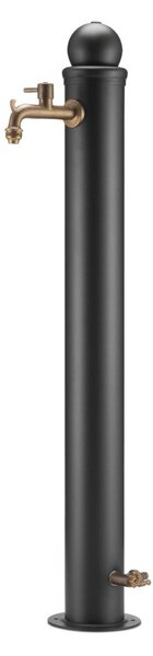 Fontana da Giardino con Due Rubinetti Stile Romantico Dimensioni 30x16x h107 cm - peso 5,8kg con tubo rubinetto, Garantita contro la ruggine Colore Antracite
