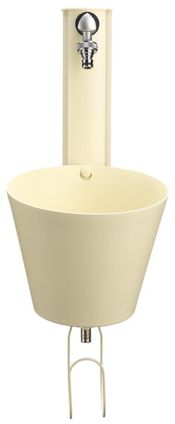 Fontana da Parete Giardino con Due Rubinetti e Secchio Removibile Dimensioni 23x26,6xh 49cm - peso 2,8kg con tubo rubinetto, Garantita contro la ruggine Colore Avorio