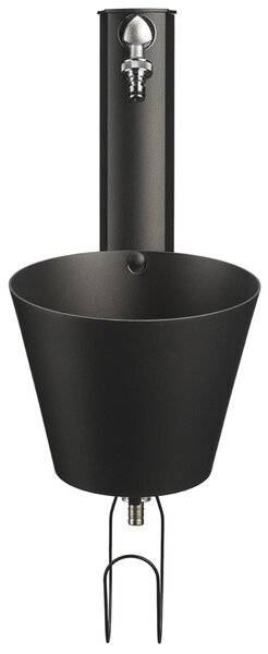 Fontana da Parete Giardino con Due Rubinetti e Secchio Removibile Dimensioni 23x26,6xh 49cm - peso 2,8kg con tubo rubinetto, Garantita contro la ruggine Colore Antracite