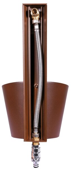 Fontana da Parete Giardino con Due Rubinetti e Secchio Removibile Dimensioni 23x26,6xh 49cm - peso 2,8kg con tubo rubinetto, Garantita contro la ruggine Colore ruggine