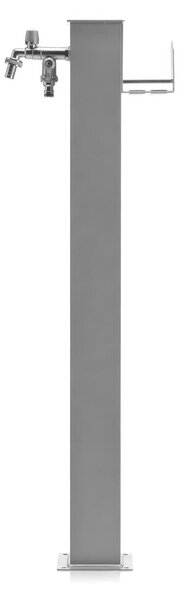 Fontana da Giardino In Alluminio Base rettangolare Doppio Rubinetto Dimensioni 15x11x h 89 cm - peso 4,4 kg con tubo rubinetto, Colore Alluminio