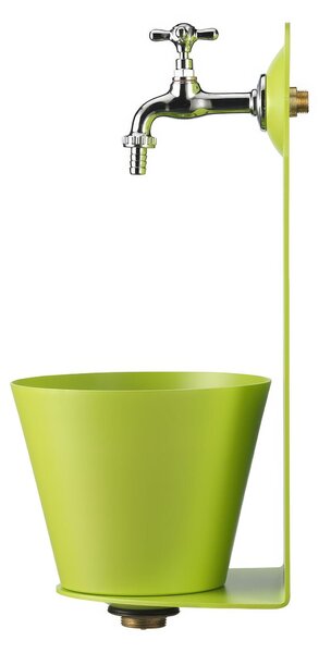 Fontana da Parete Giardino con Rubinetto e Secchio Removibile Dimensioni 23x25xh 50cm - peso 6,7kg con tubo rubinetto, Garantita contro la ruggine Colore Verde acido