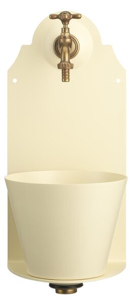 Fontana da Parete Giardino con Rubinetto e Secchio Removibile Dimensioni 23x25xh 50cm - peso 6,7kg con tubo rubinetto, Garantita contro la ruggine Colore Avorio