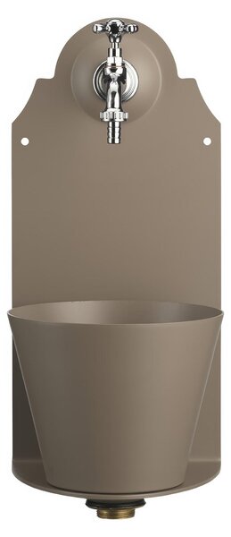 Fontana da Parete Giardino con Rubinetto e Secchio Removibile Dimensioni 23x25xh 50cm - peso 6,7kg con tubo rubinetto, Garantita contro la ruggine Colore Tortora