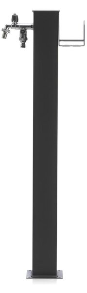 Fontana da Giardino In Alluminio Base rettangolare Doppio Rubinetto Dimensioni 15x11x h 89 cm - peso 4,4 kg con tubo rubinetto, Colore Antracite