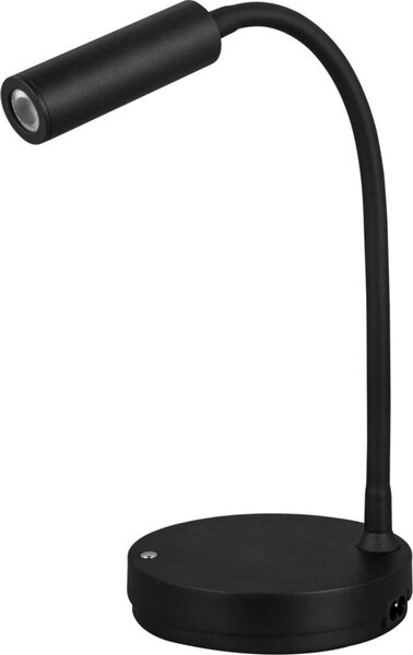 Beneito Faure Lampada da Tavolo Led Stem - 5W, Luce calda, Per scrivania, lettura e comodino, Ricarica Wireless, Testa Orientabile - Colore Nero