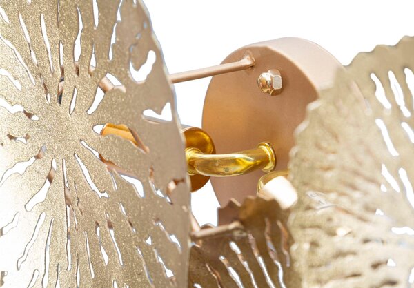 Lampada, Applique Da Muro in metallo dorato opaco 2 Punti Luce Dimensioni 47x13x28 cm Linea DISHI PLUS colore oro