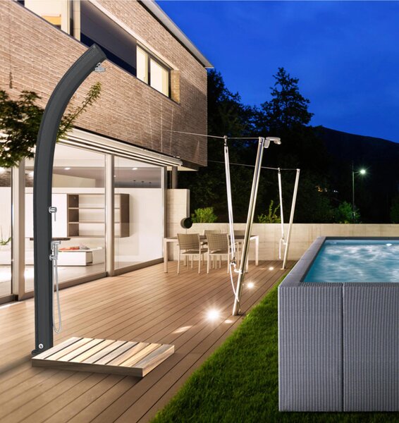 Doccia da Giardino in Alluminio con Miscelatore e Lavapiedi JOLLY Dimensioni 15x12.5x h 226cm - peso 13 kg con Soffione Con Lavapiedi colore Champagne Bronze