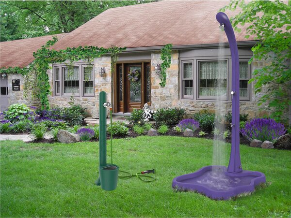 Fontana da Giardino In Resina con Rubinetto e Porta tubo E cestello H20, Dimensioni 20x18xh 90 cm - peso 2 kg con rubinetto, Garantita Colore Verde
