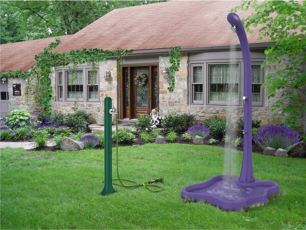 Fontana da Giardino In Resina con Rubinetto e Porta tubo a H20, Dimensioni 12,5x18xh 90 cm - peso 2 kg con rubinetto, Garantita Colore Blu
