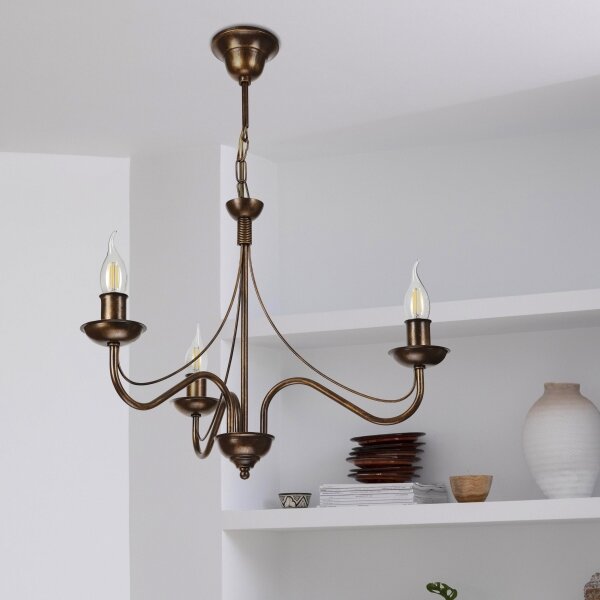 Lampadario a catena ANTON 3xE14/15W/230V finitura bronzata
