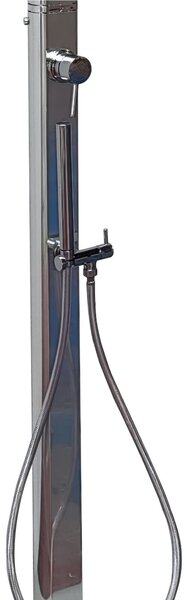 Doccia da Giardino Miscelatore Soffione e Doccetta Mobile QUICK Q125 Dimensioni 12,6x9x h 210 cm - peso 8 kg con Soffione250 mm, colore Alluminio satinato
