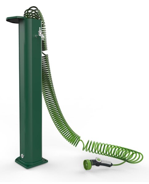 Fontana da Giardino In Alluminio GARDEN SURPRISE GS145 con Rubinetto Porta gomma , Tubo Flessibile , Tappo apribile Dimensioni 20x18xh 115 cm - peso 10 kg, Garantita Colore Verde