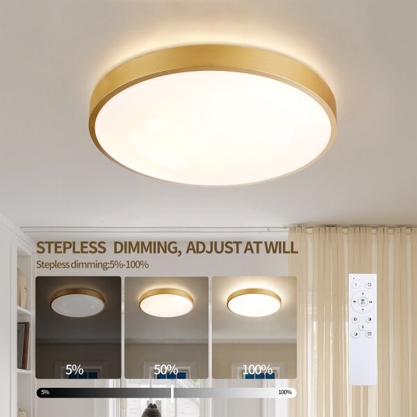 Brilagi - Lampada LED dimmerabile GLASS POOL DOUBLE LED/48W/230V 40 cm dorata + telecomando