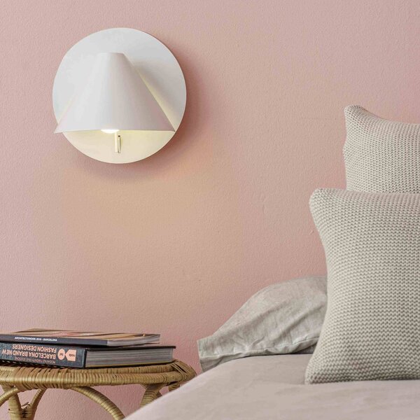 FARO BARCELONA Applique da parete Noon, Bianco / Opale, Soggiorno / Sala da pranzo, Metallo, Moderno, Applique