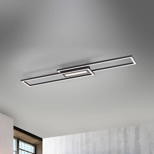 JUST LIGHT. GmbH Plafoniera a LED Asmin, dimmerabile, Nero, Soggiorno / Sala da pranzo, Alluminio, Moderno, Plafoniera LED