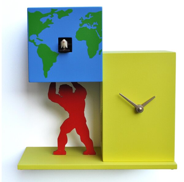 Orologio con cuc� da parete con pendolo Cassa in MDF ATLANTE Dimensioni 33x11,5x h22 cm con Fotocellula Notturna colore Multicolor