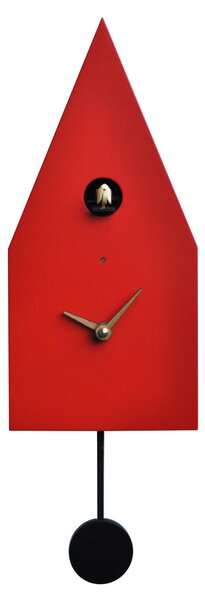 Orologio con cuc� da parete con pendolo Cassa in MDF BERGEN Dimensioni 14x11x h29 cm colore Rosso Traffico RAL 3020