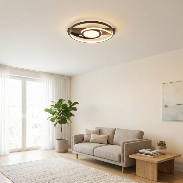 Brilagi - Plafoniera LED dimmerabile TWIRL LED/38W/230V nera + telecomando